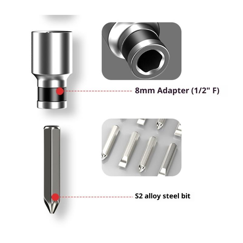 Professional Nonslip Grip Impact Screwdriver Set With 13 Interchangeable Bit For Stubborn Fastener Removal