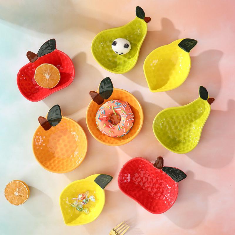 BRCartoon Fruit Platter Candy Bowl Porcelain Sauce Dish Orange Seasoning Appetizer Tableware Dipping Sauce Seasoning Small PlatesEY