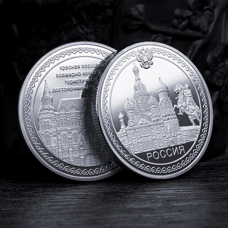 Золотая монета в память об архитектуре Красной площади в Санкт-. Петербург, Россия, Статуя рыцаря, Св.. Казанский собор, Архангельские монеты