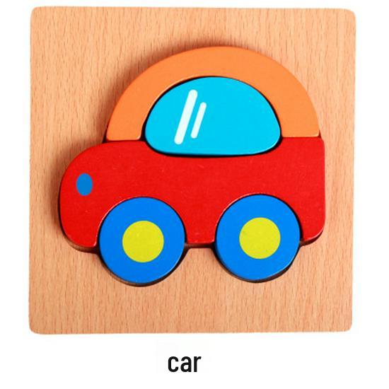 Утолщенная 3D деревянная головоломка «Животные и Транспорт» - Обучающие кубики для младенцев