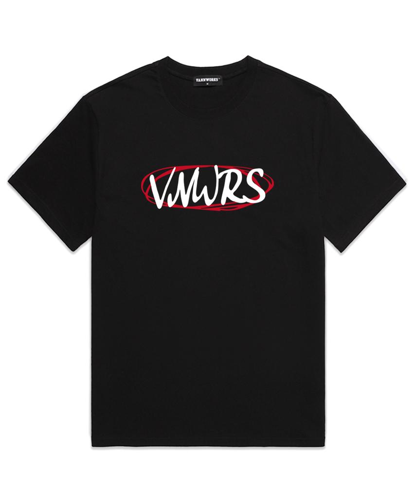 VANNWORKS Scribble Logo Oversized Short Sleeve T-Shirt (Vs0086) Black