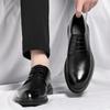 Classic Black Men Leather Hollowed Out Breathable Business Dress Leather Shoes Fashionable New Men Lace Up Wedding Leather Shoes