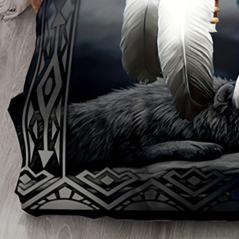 Ethnic Style Wolf Dreamcatcher Print Duvet Cover Set - Soft Comfortable and Breathable Bedding for Bedroom and Guest Room Decor