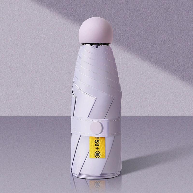 Compact Travel Mini Umbrella Uv Protection Capsule Umbrella 5 Fold Ultra Lightweight Sunshade Umbrellas Protable Manual