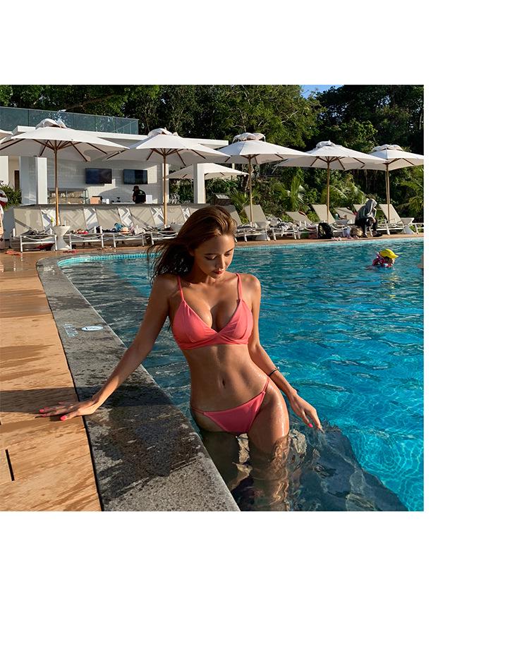 Корейский сексуальный однотонный треугольный бикини 2026 года для маленькой груди - Женский купальник для пляжного отдыха