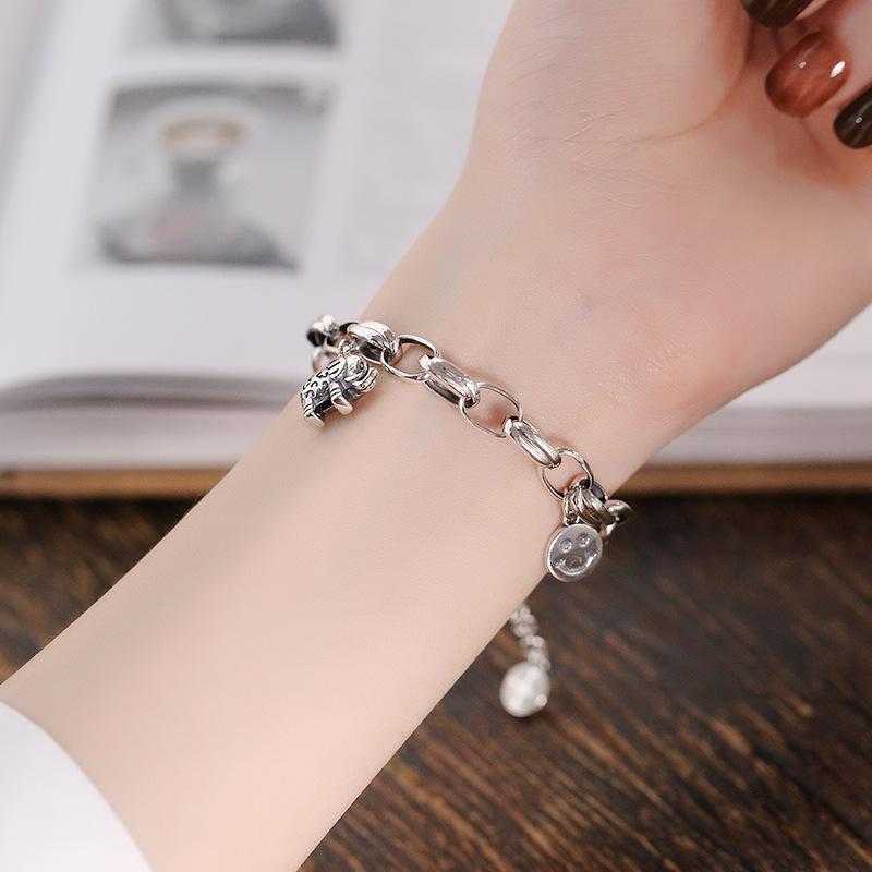 S925 стерлингового серебра ретро слон смайлик дизайн браслет мода дикие тайские серебряные украшения для женщин