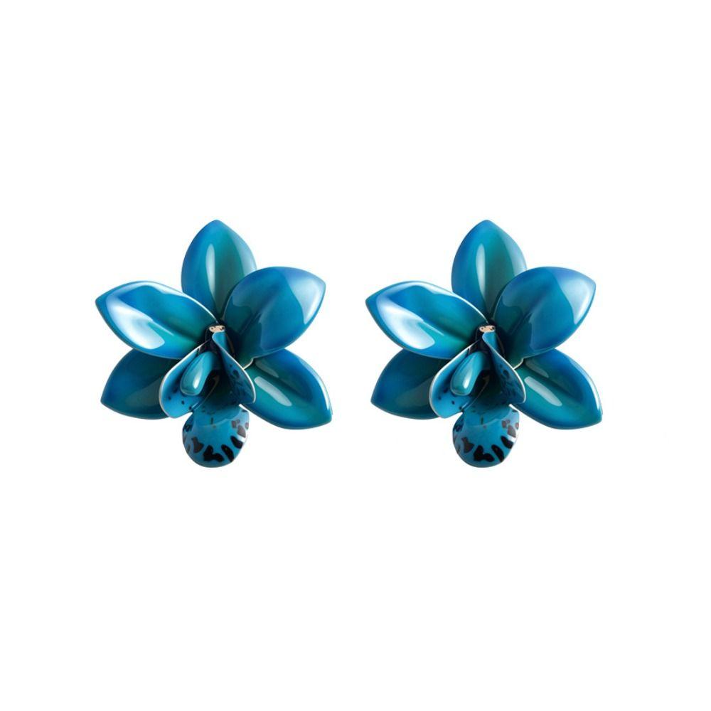 Silver Needle Simulated Flower Drop Earrings Beach Jewelry Vacation Style Earrings Women