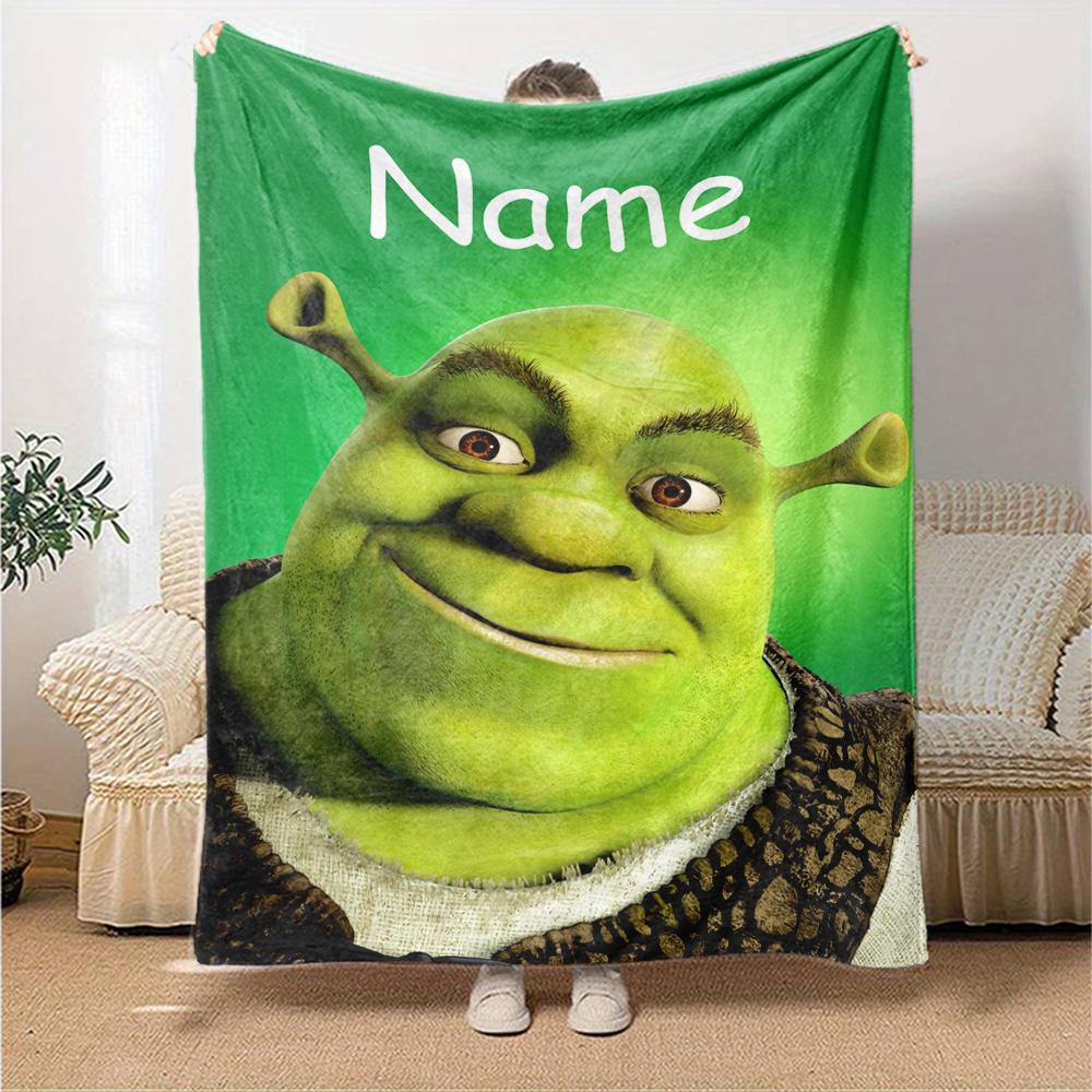 Custom Name Shrek Theme Printed Blanket Perfect For Couch Bed Travel Outdoor Use Machine Washable Cozy Durable