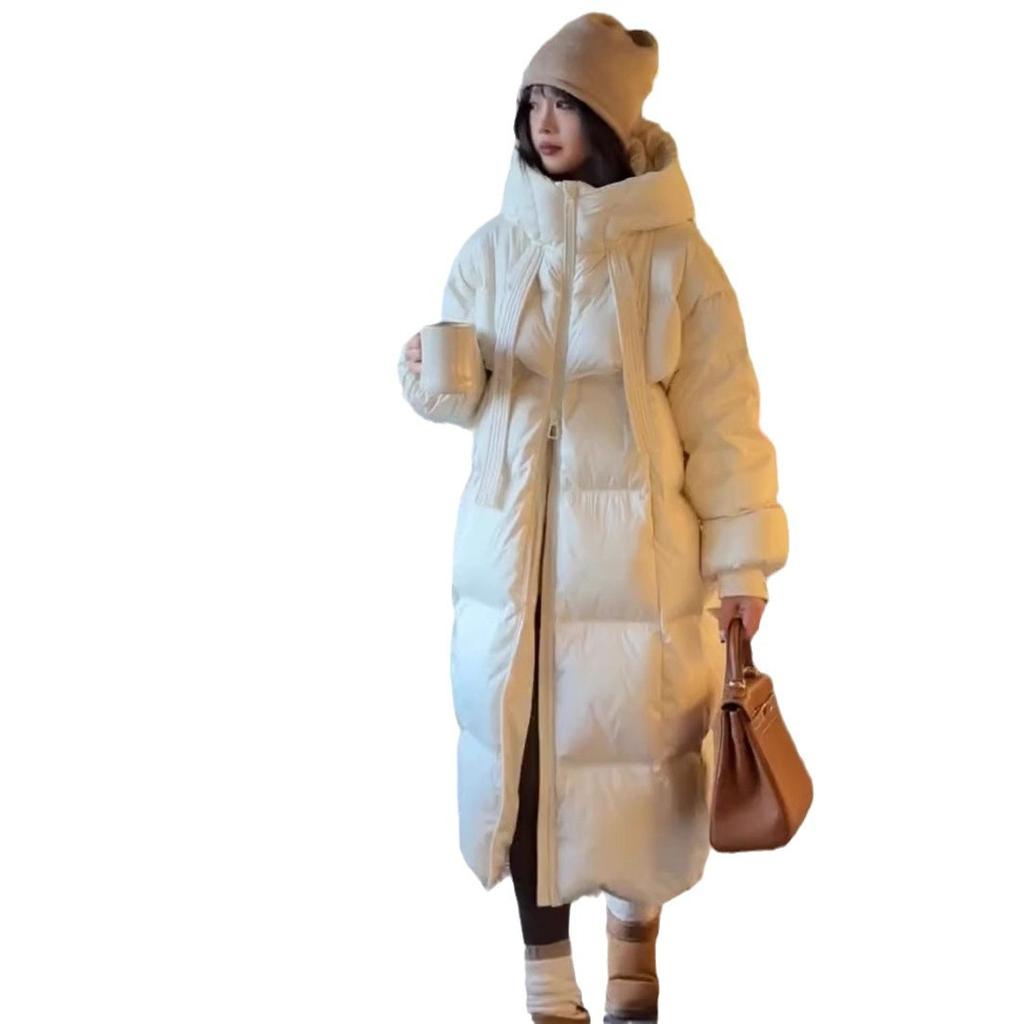 Женское зимнее утолщенное хлопковое пальто, женское новое длинное хлопковое пальто выше колена, свободное пальто в корейском стиле, хлопковая куртка