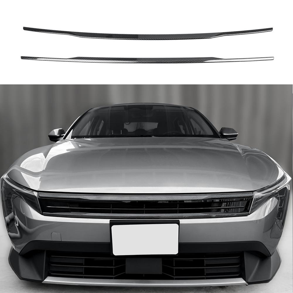 2PCS Carbon Fiber ABS Plastic Hood Grille Front Bumper Mesh Decorative StripTrim For Kia K4 2024-2026 Car Exterior Accessories