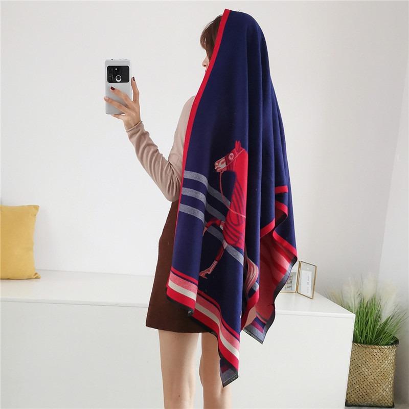 Осенний новый женский шарф из имитации кашемира, зимняя длинная жаккардовая лошадь, двухсторонний теплый и холодный платок