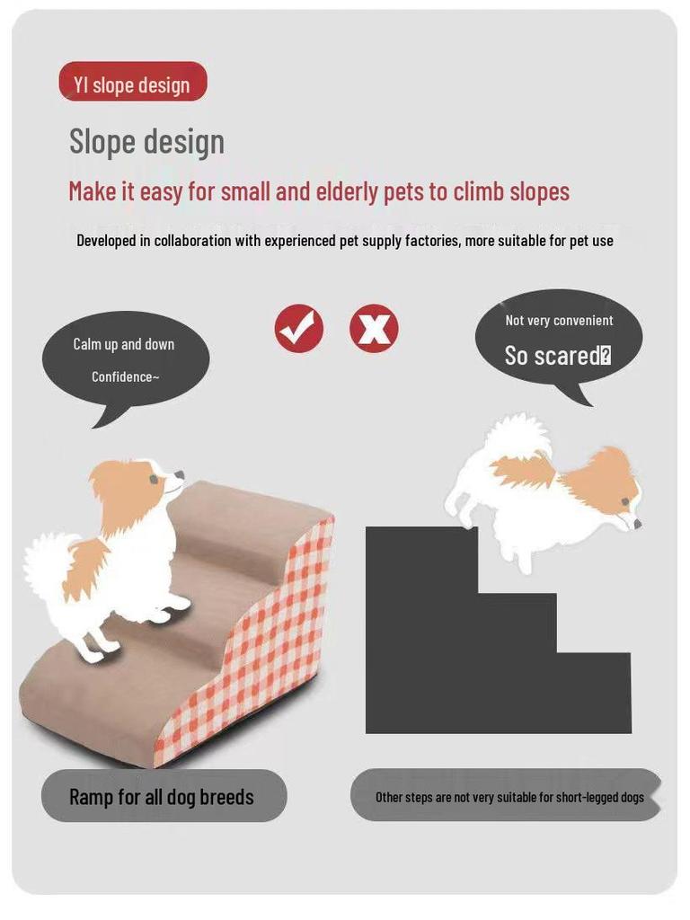 Pet Bedside Stairs for Small Dogs and Cats - Removable & Washable Steps