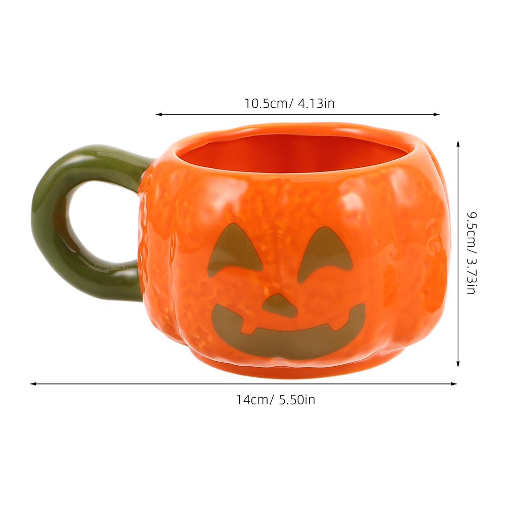 Halloween Pumpkin Mug Ceramic with Lid Cute Pumpkin Drinkware Fall Coffee Cup Trick Or Treat Kitchen Decor Cappuccino Mug