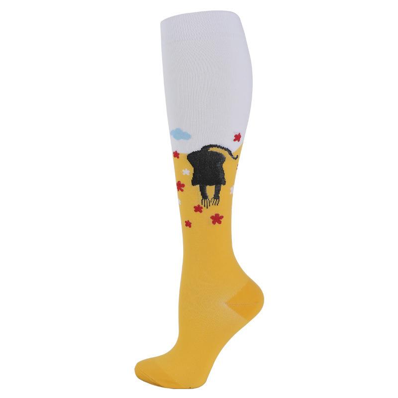 Unisex Compression Socks Calf Pressure Stockings Compresse Sports Marathon Varicose Veins Yoga Men Women Nurse Cartoon Pattern