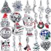 Новые зимние снежинки, снеговик, дом, елка, бусины Санта-Клауса, подходят оригинальные подвески, браслет, сделай сам, серебро 925 пробы, ювелирные изделия