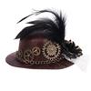 New Halloween Gothic Mini Top Hat Steampunk Gears Chain Feather Cosplay Hair Clip