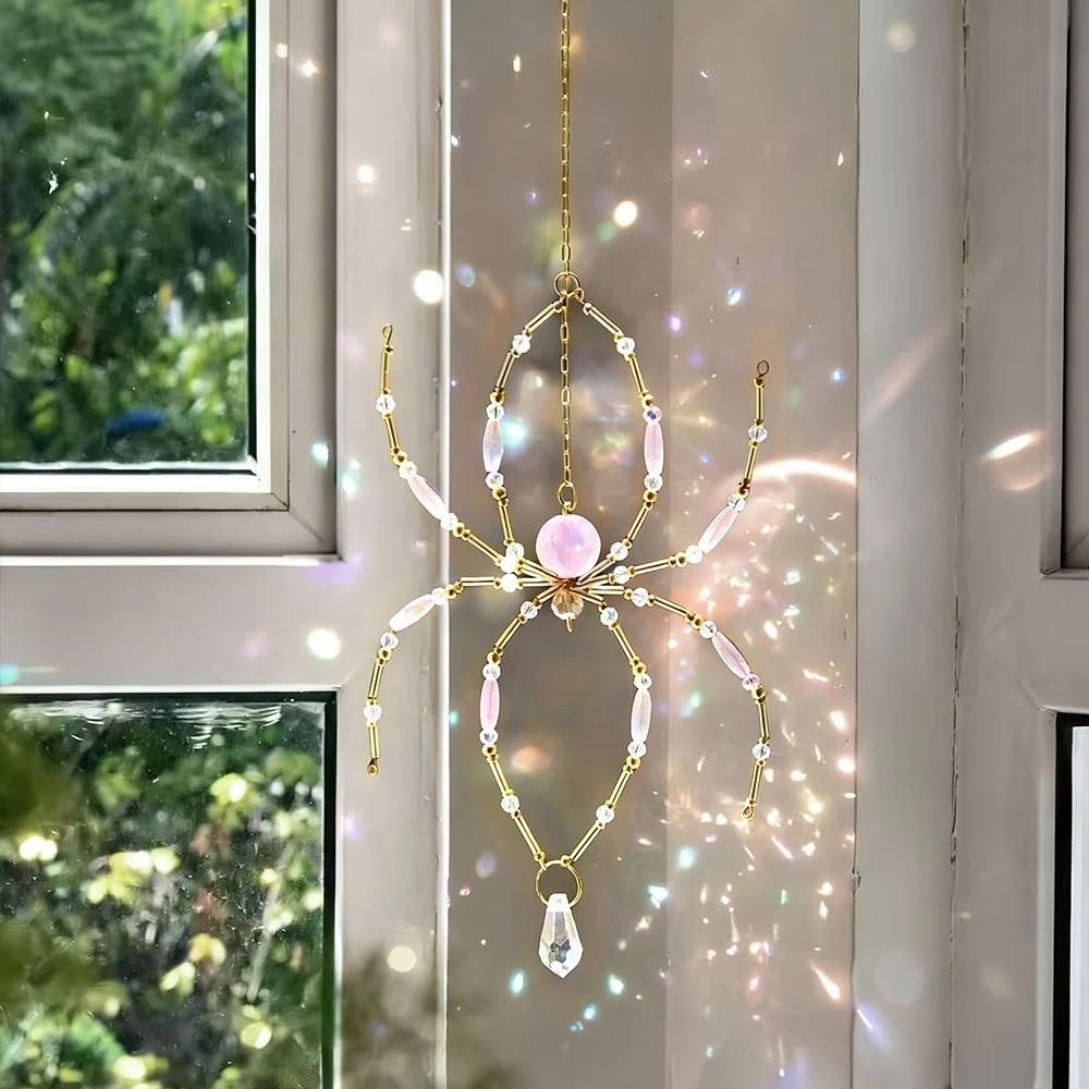 Eight-Leg Spider Shape Window Hanging Spider Decor Handmade Prism Light Catcher Backyard