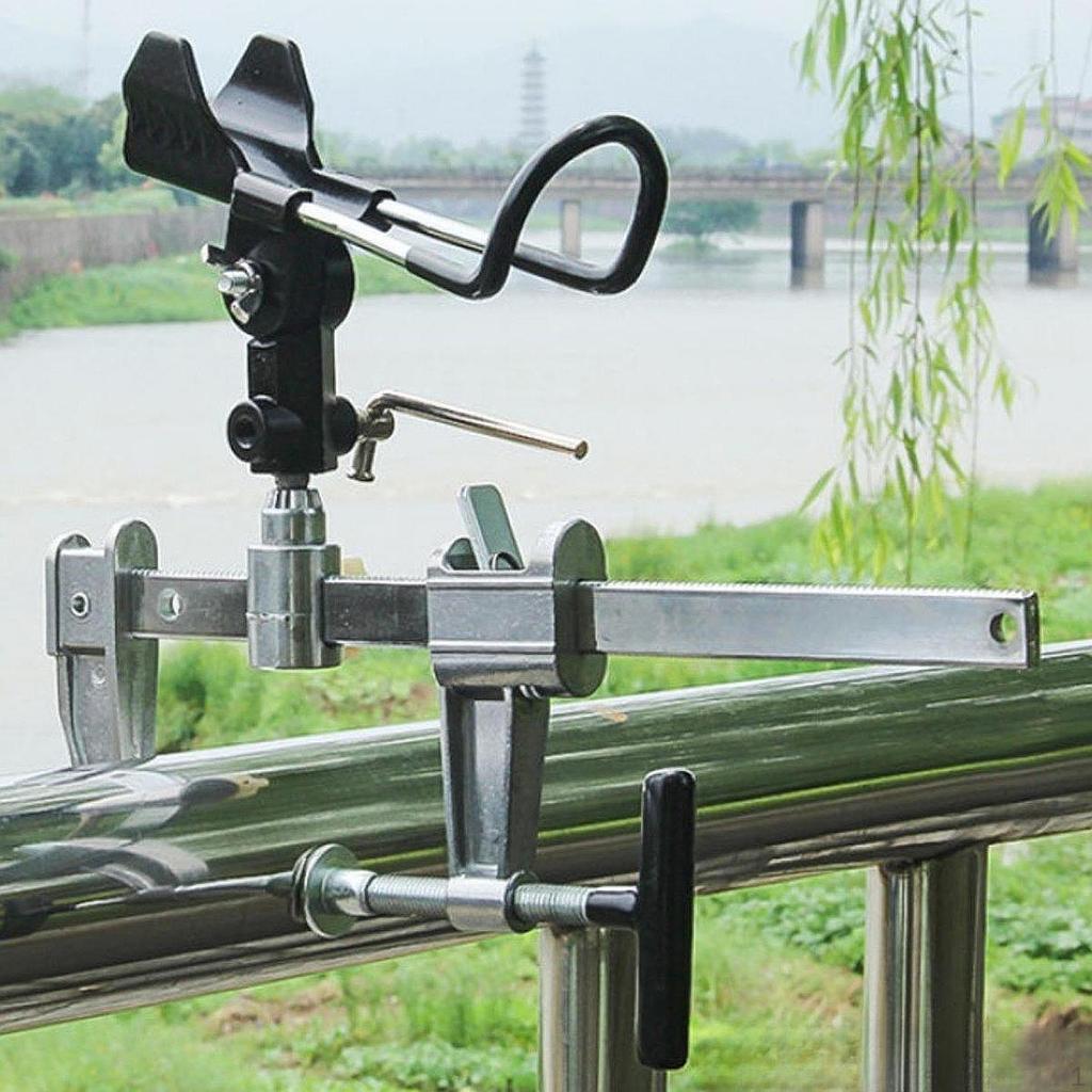 Boat Rod Rest Fishing Holder Adjustable Practical Lightweight Clamp On Type Bridge Railing