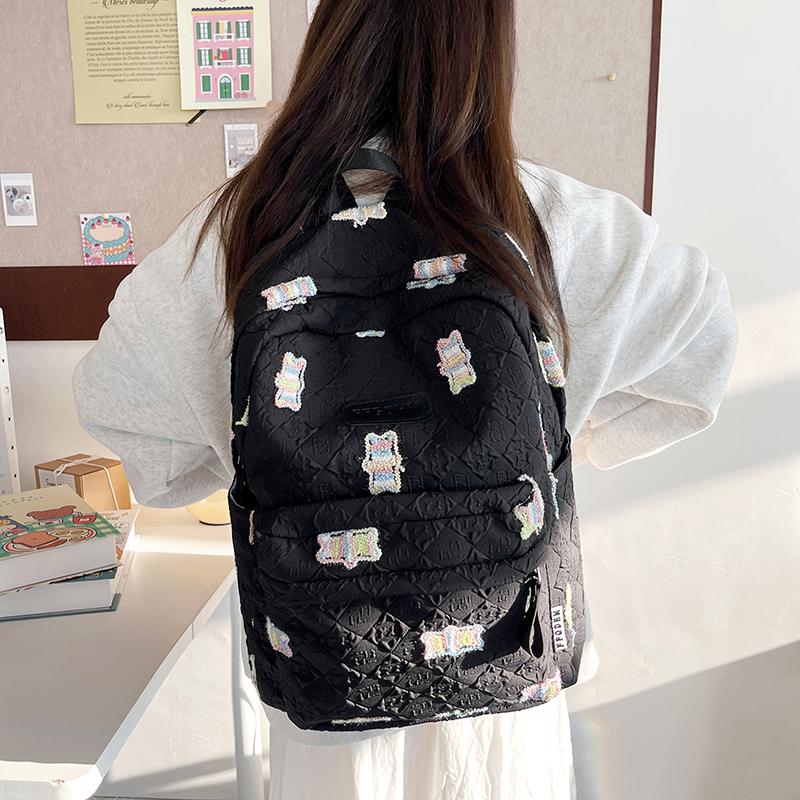 Женская школьная сумка с вышивкой, плиссированный рюкзак для школьников, большой емкости