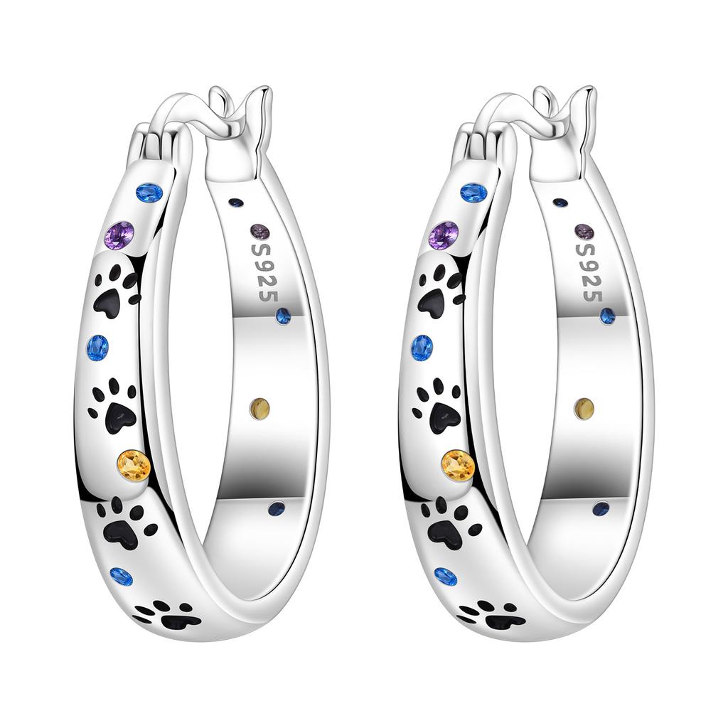 Orstarry S925 Silver Cute Panda Animals Earrings Hoop Earrings For Women Jewelry Party Trendy Gifts