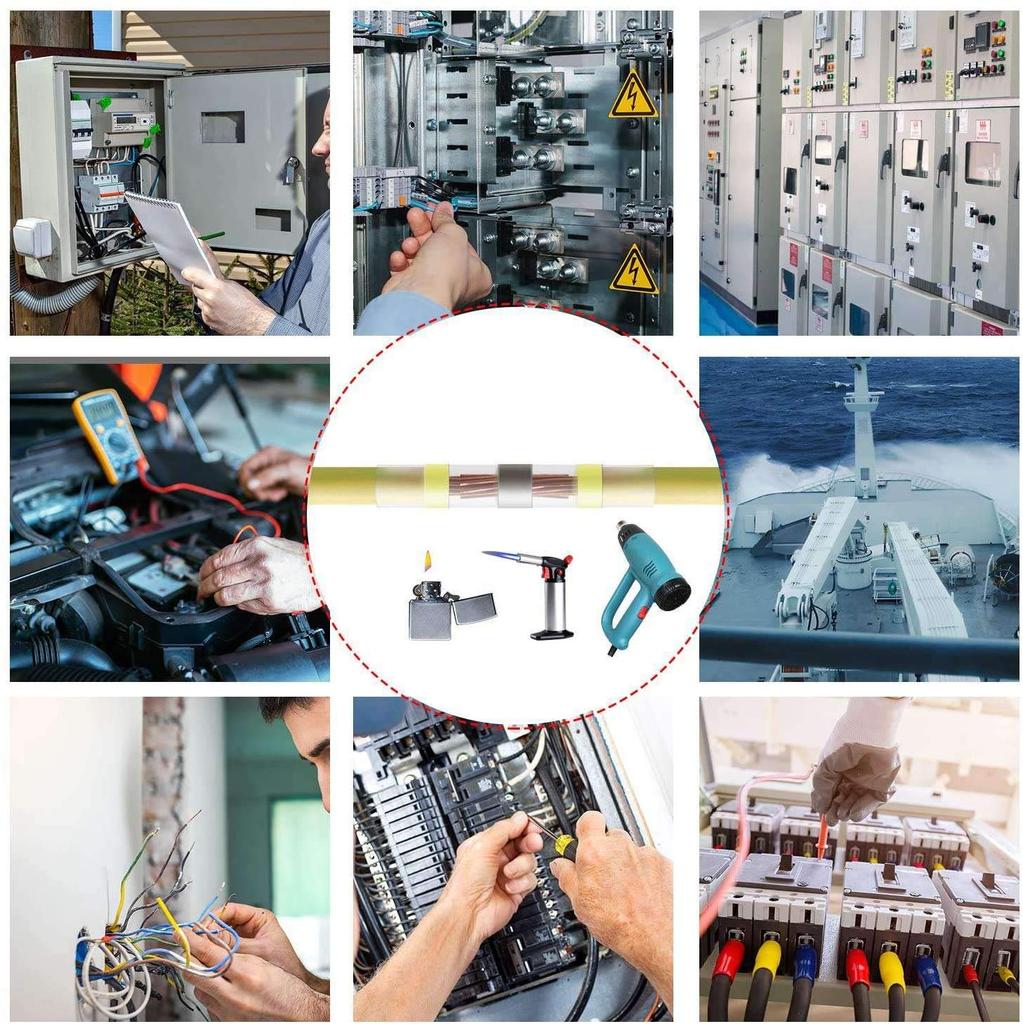 CTRICALVER Welded and Sealed Wire Joints, 30 Waterproof Heat Shrink Butt Joints, Wire Terminals, Marine Insulated Butt Joints (Yellow)