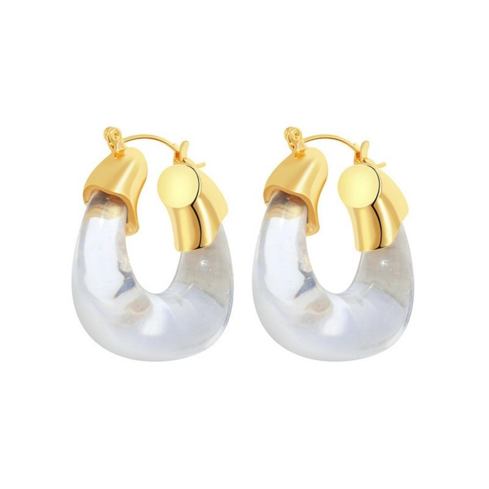 Преувеличение личности Прозрачные и красные серьги-кольца U-образной формы для женщин Шарм Янтарь Акриловые подвески Циркон Аксессуар Подарок