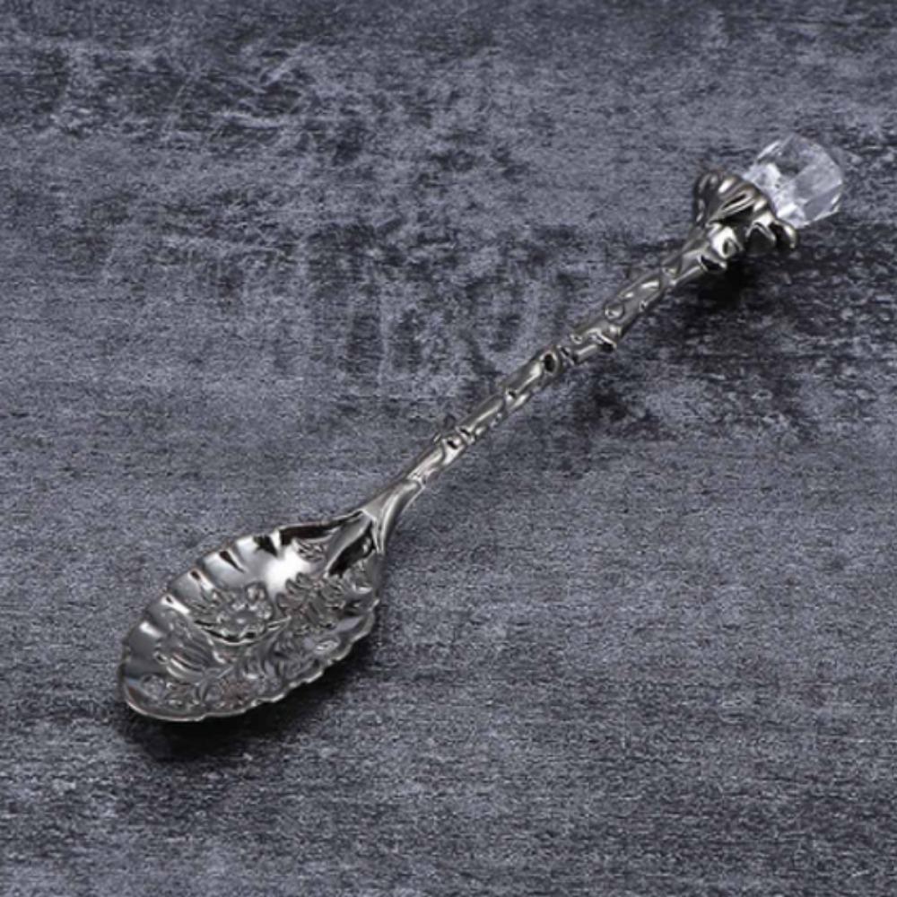 Кофейная ложка с хрустальной головкой, столовые приборы для мороженого, цинк, цинковый сплав, чай, кухонные аксессуары, столовая, бар, ложки