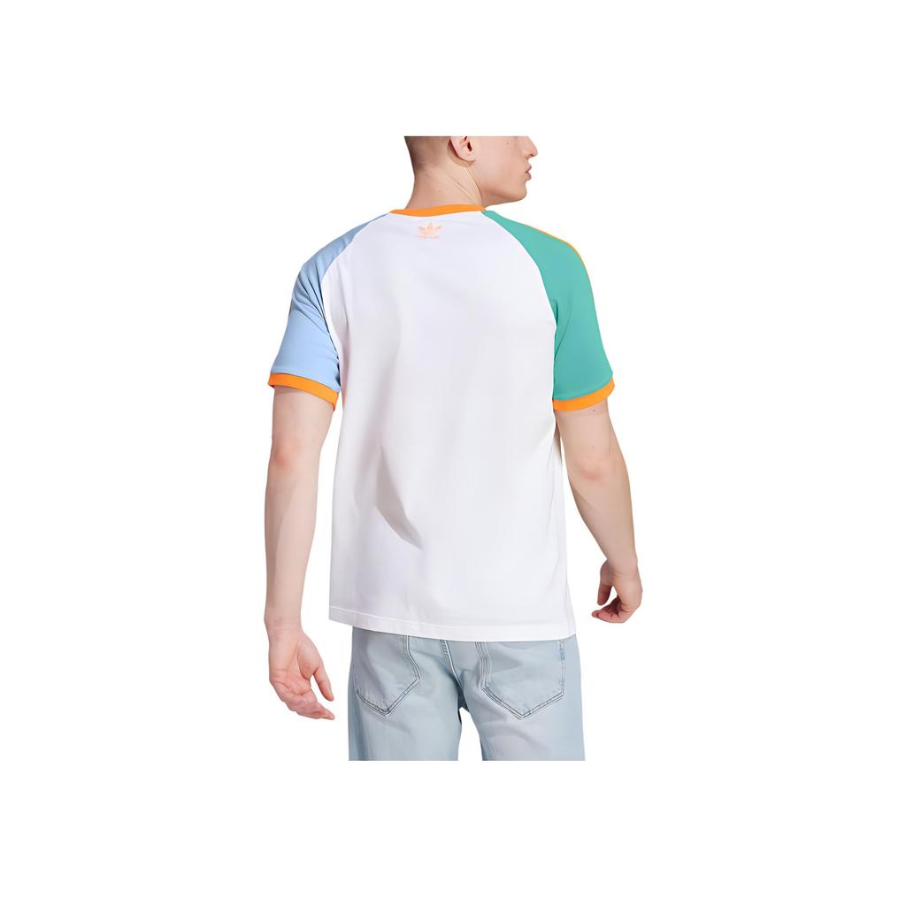 adidas Футболка Originals Trefoil Enjoy Raglan, спортивная, с коротким рукавом, в полоску, мужская, белая IT8190
