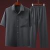 Men's Casual Shirts + Pants Summer  Cotton Linen Sportswear  Sets Male Fashion Chinese Style Shirts and Trousers