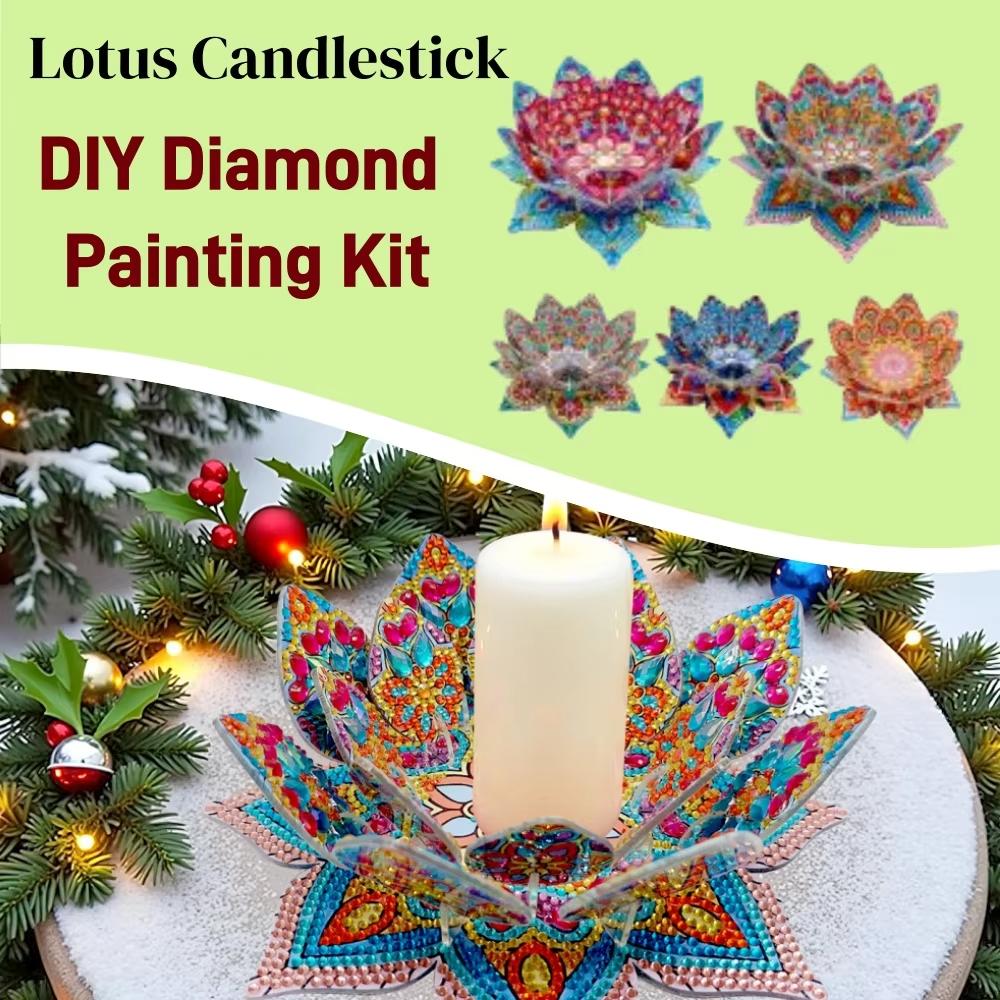 Подсвечник «Лотос» DIY Алмазная мозаика Настольные украшения Алмазная живопись Настольные украшения для взрослых новичков Декор для дома и офиса
