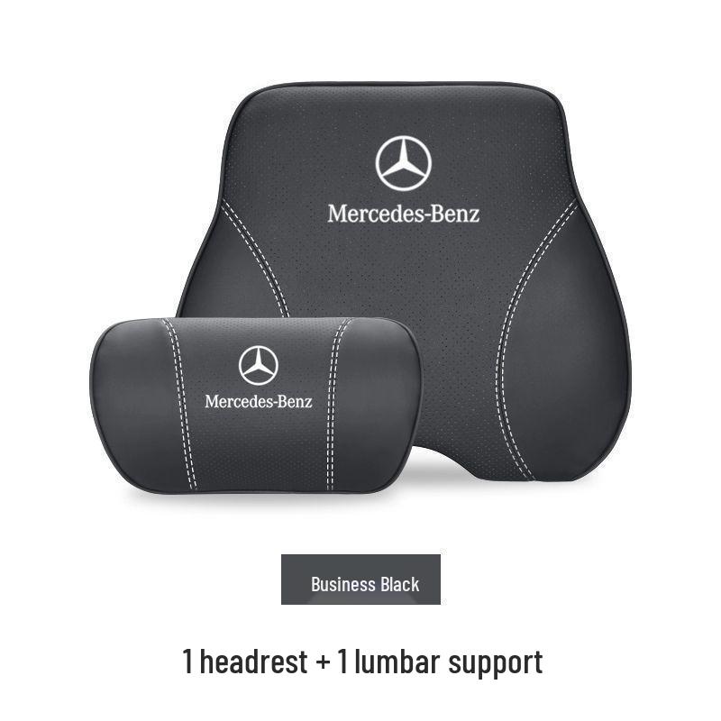 Mercedes-Benz Genuine Leather Car Headrest & Back Cushion - Universal Pillow for E300L, C260, GLC (All Seasons)