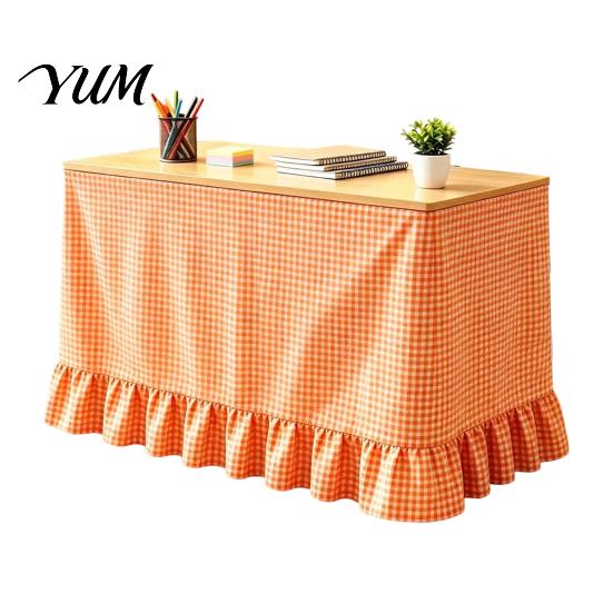Ruffle Desk Cover Gingham Ruffled Table Skirt, Cottagecore Teacher Skirt for Classroom, Full Enclosed Wrap Plaid Tablecloth Birthday Wedding