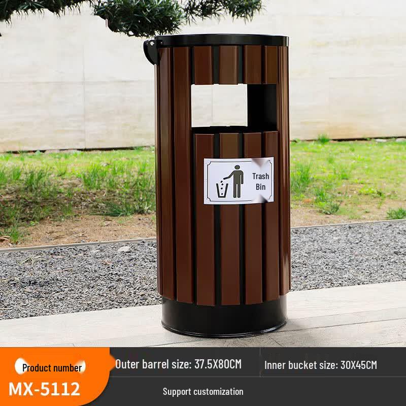MX-5112 Outdoor Stainless Steel & Wood Waste Bin