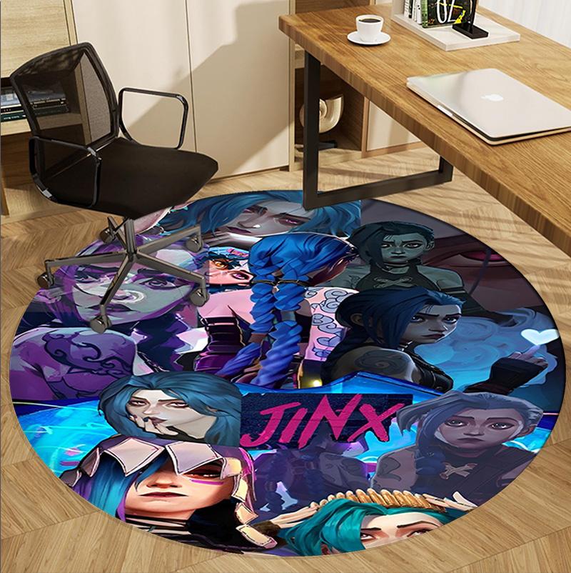 Jinx Pattern Round Rug, Indoor/Outdoor Mat, for Picnic, Gameroom, Bedroom, Office, Living Room, Home Decor Carpet, Birthday Gift