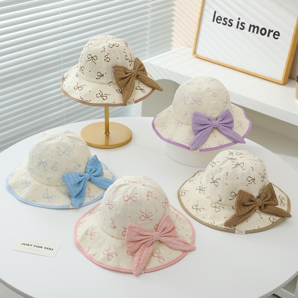 Kawaii Baby Fishermen Hat Bowknot Kids Bucket Hat Sunscreen Children Sun Hat Apparel Accessories