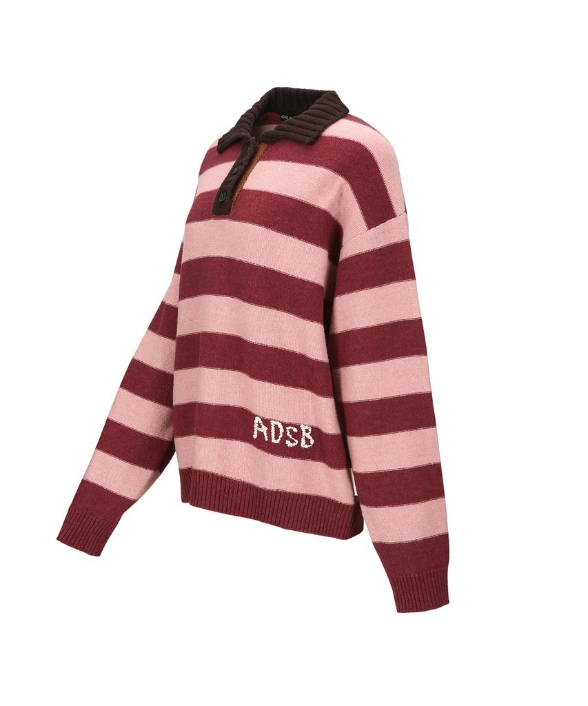 ADSB ANDERSSON BELL Loose-Fit Stripe Collar Sweater Atb1399W(Pink/Red Wine)