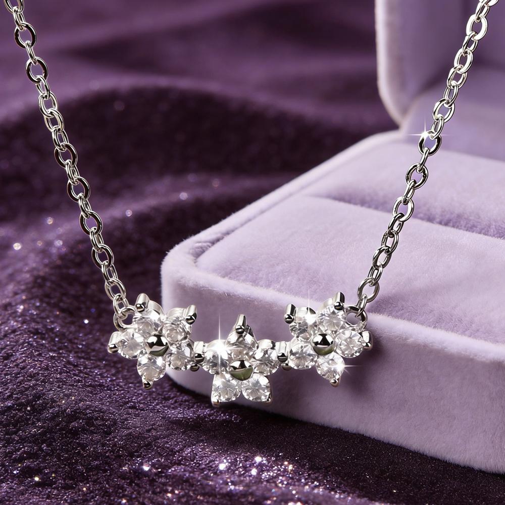 Exquisite Gold Filled Moissanite Flower Pendant Necklace for Women Gift Cute Necklaces Certificate