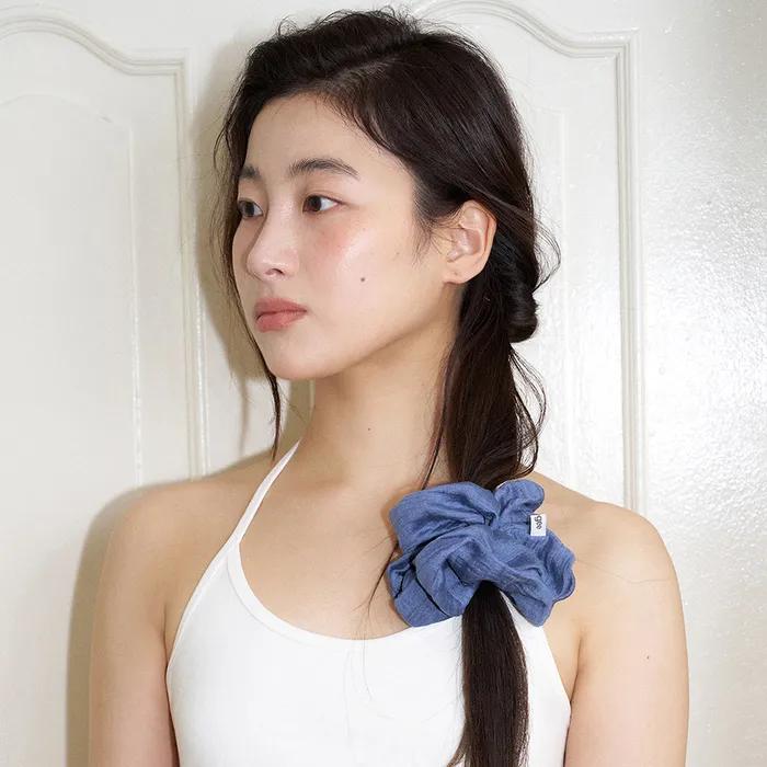 mood linen scrunchie - винтажный синий