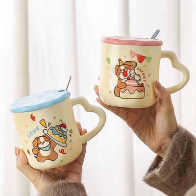 Мультяшные Милые Керамические Кружки для Пары Кружки с Высоким Уровнем Внешнего Вида Чашки для Питья Большой Емкости Домашние Молочные Чашки для Завтрака