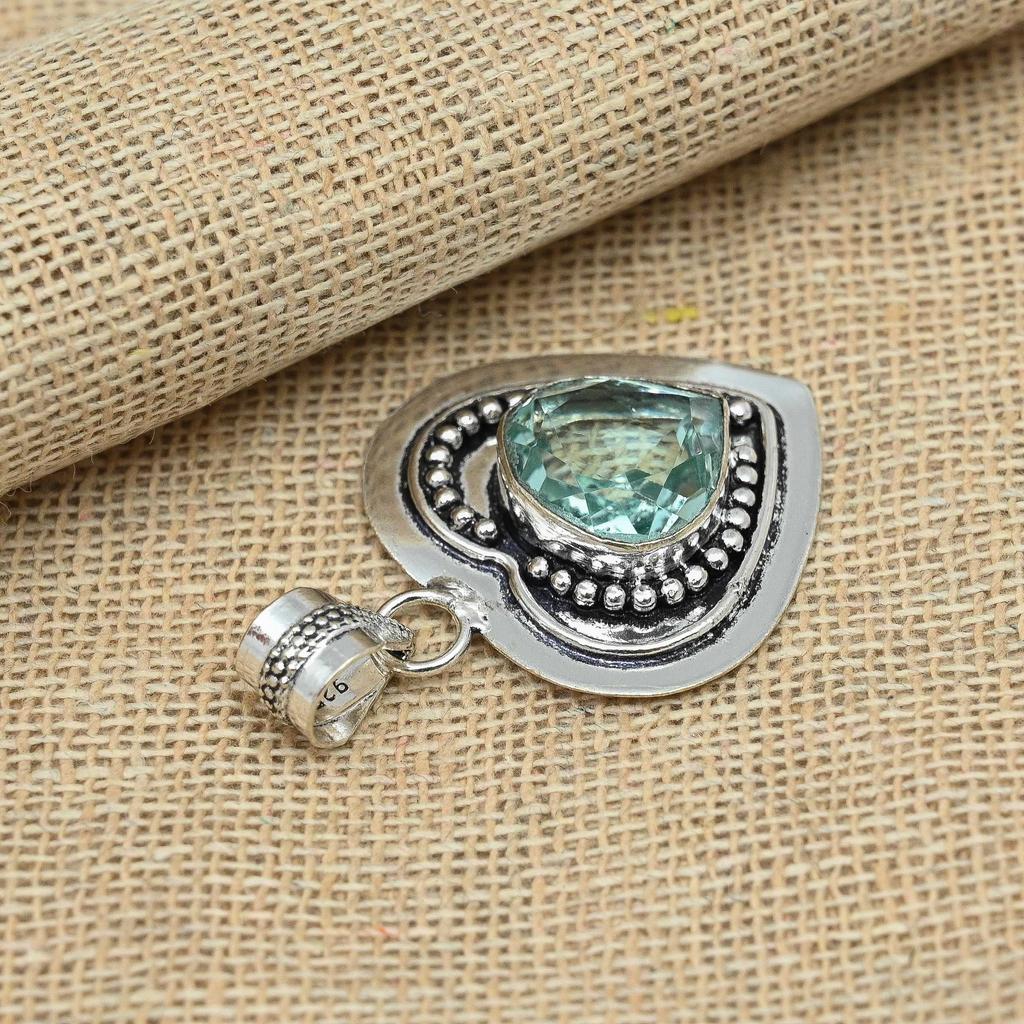 Изысканный зеленый аметист Ювелирные изделия ручной работы из стерлингового серебра 925 пробы