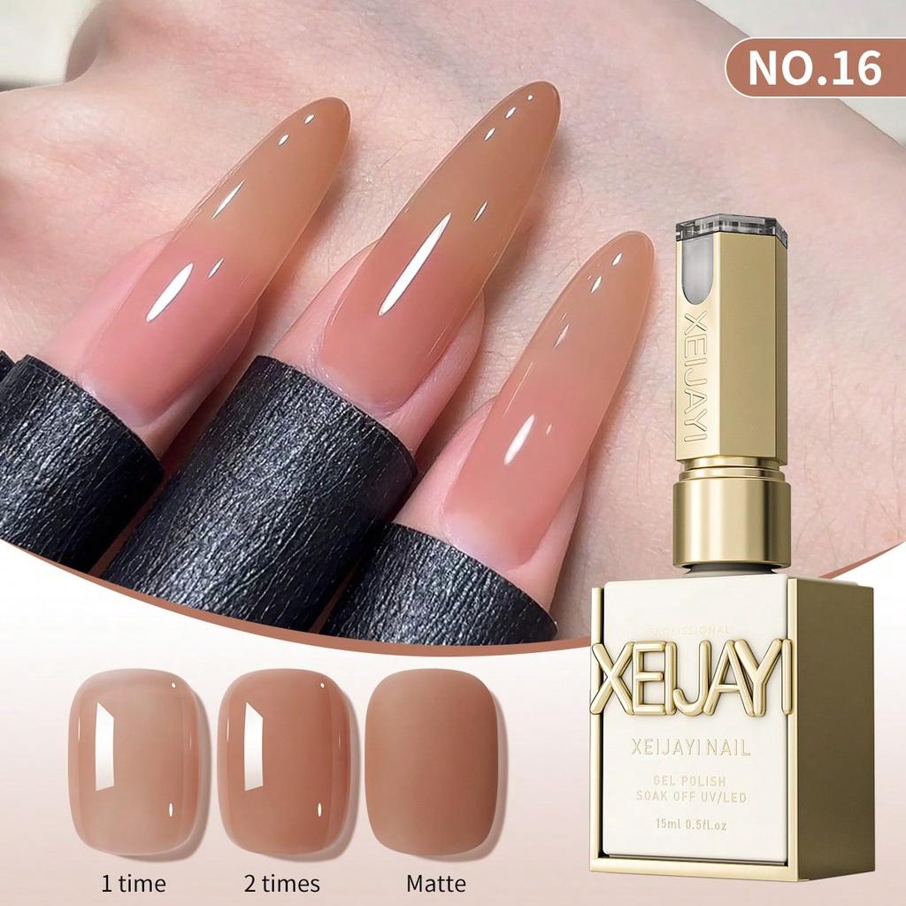 Nail Polish Gel Jelly Ice Transparent Nude, UV LED Nail Gel Polish, Glossy Finish, For Nail Salon And DIY