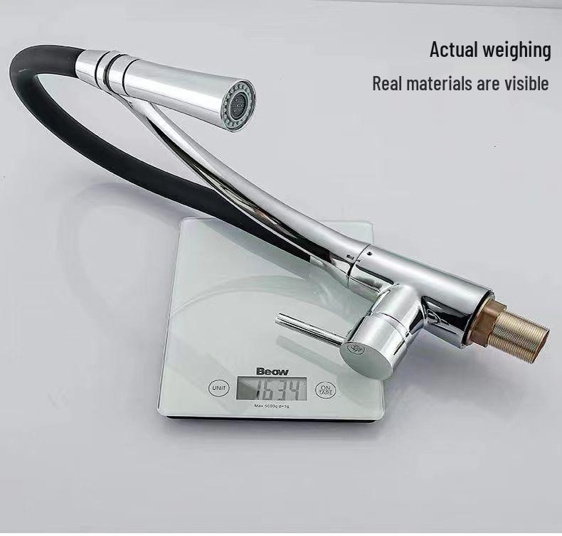 Вращающийся полностью медный выдвижной кухонный смеситель для горячей и холодной воды