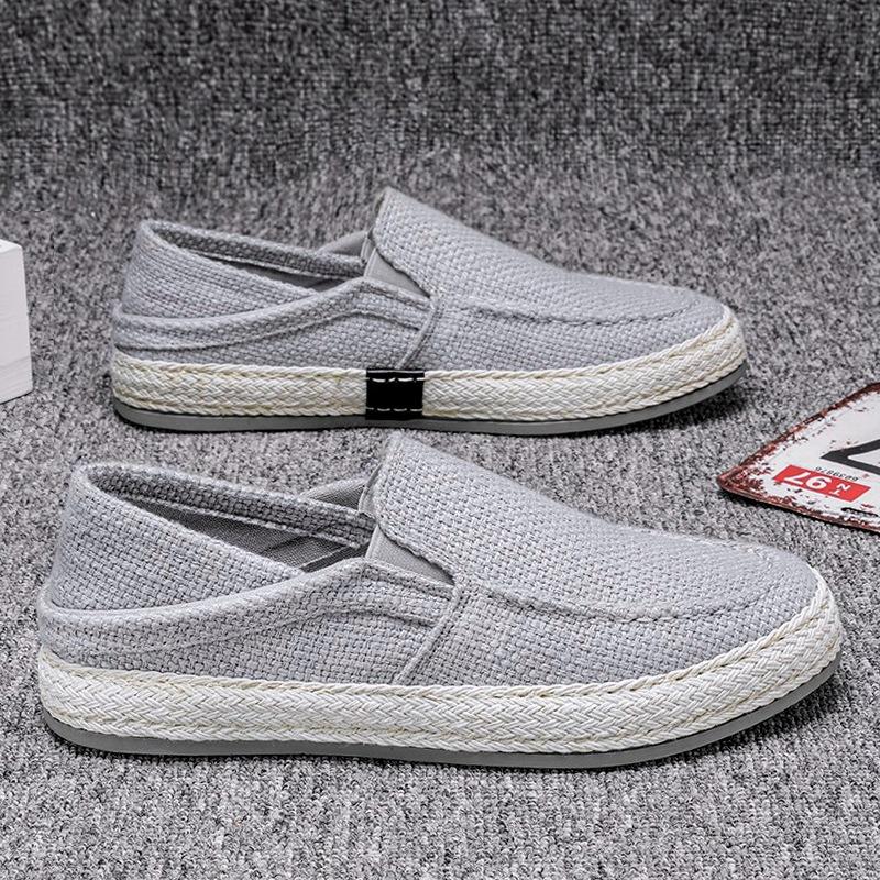 Canvas Men's Shoes Summer Casual Old Beijing Linen Shoes Men's Lazy One-pedal Fisherman Tide Shoes 2024 New
