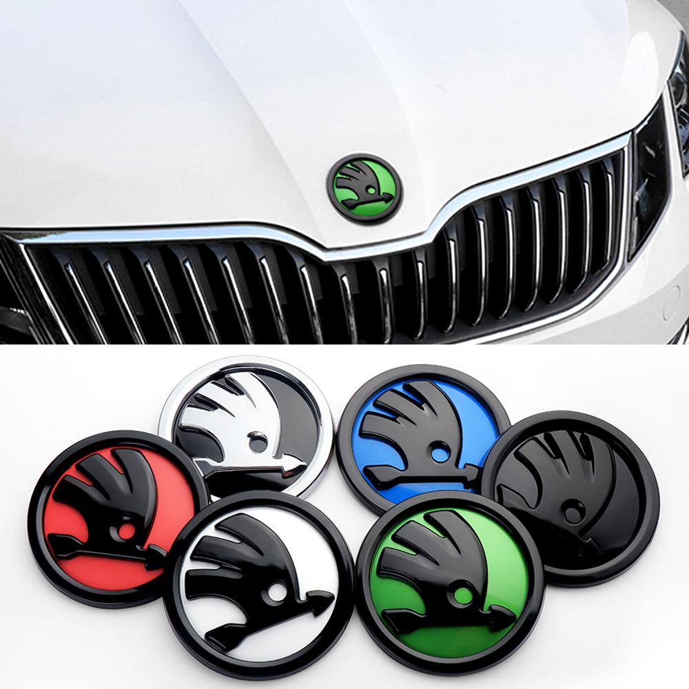 8/9/10cm ABS Emblem For Skoda S Octavia A7 Rapid Fabia Superb Kodiaq Karoq Kamiq Scala Car Head Front Rear Boot Tailgate Sticker JT3