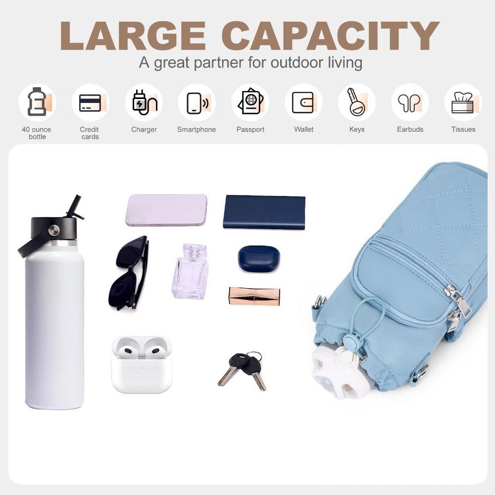 Water-resistant Water Bottle Bag RFID Blocking Insulating Cup Sleeve Sling Purses Gym Accessories