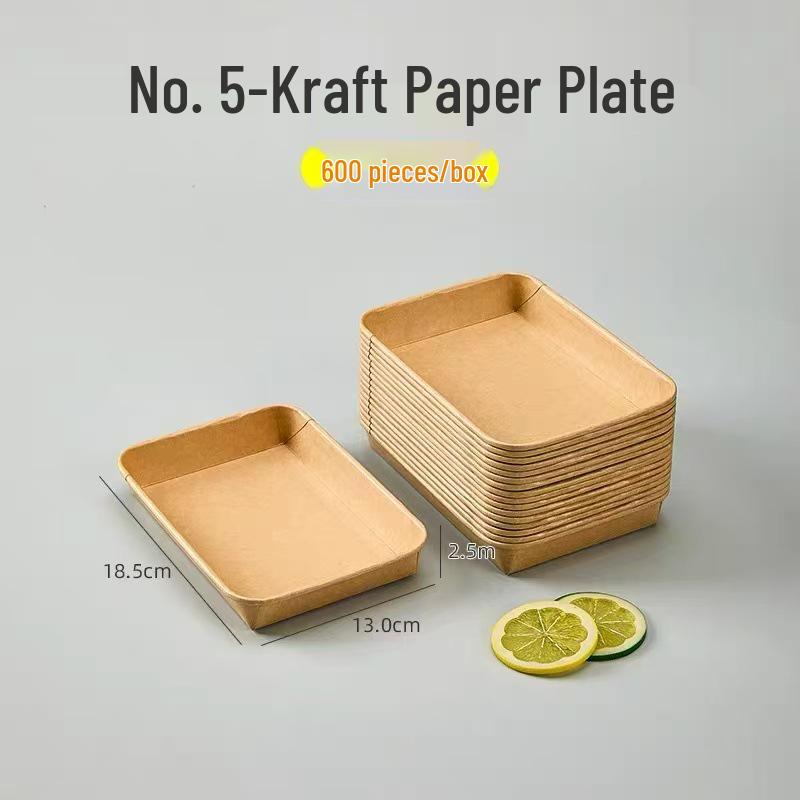 Одноразовые крафтовые бумажные обеденные тарелки - прямоугольные/квадратные, пищевые, для барбекю, пикника, вечеринки.
