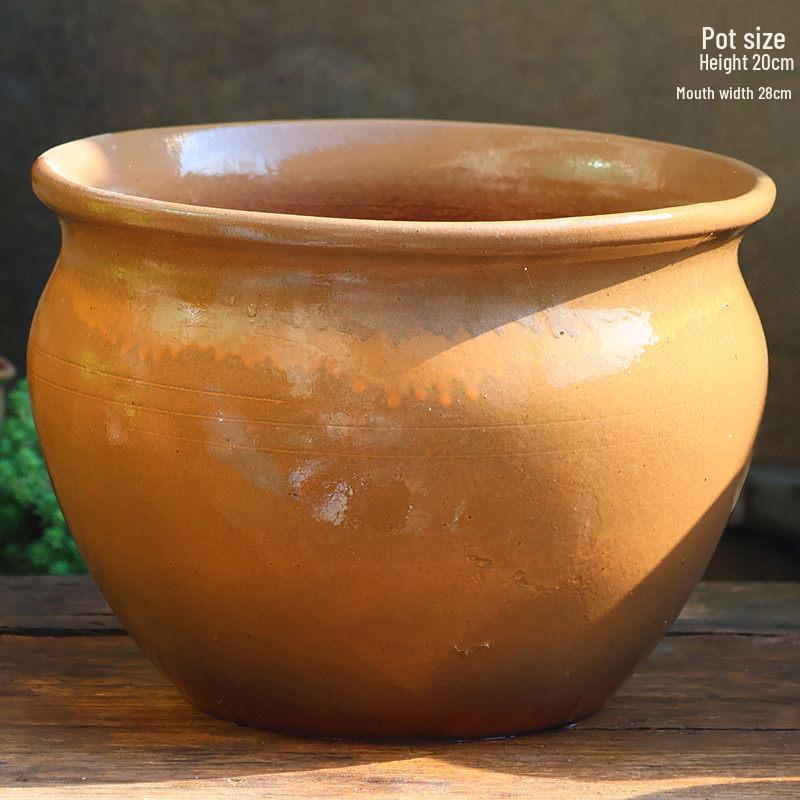 Large Retro Handmade Ceramic Flower Pot for Bougainvillea and Bird of Paradise