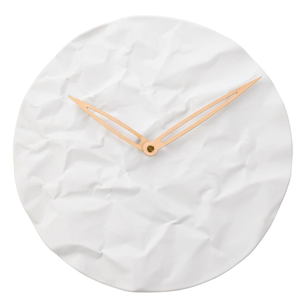 Interval Porcelain White Wall Clock 32cm - Crumpled Texture