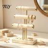 Velvet Jewelry Rack 3 Tier Organizer, T-shaped Holder for Bracelet, Dressing Table Necklaces Rings, & Earrings, Stand with Storage Tray Decorative