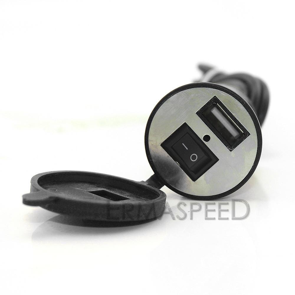 Универсальное USB-зарядное устройство для руля мотоцикла 7/8 дюйма, 22 мм с переключателем, 5 В, 2 А, индикатор корпуса, GPS, источник питания для мобильного телефона